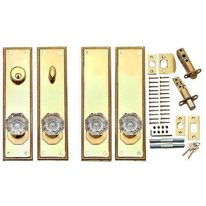 COPPER MOUNTAIN HARDWARE Georgian Roped Deadbolt Entryway Set (Polished Brass Finish)