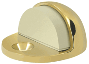 DELTANA Low Profile Floor Mounted Bumper Door Stop (Polished Brass Finish)