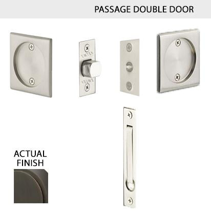 EMTEK Square Solid Brass Pocket Door Tubular Double Door Set (Several Finish Options)