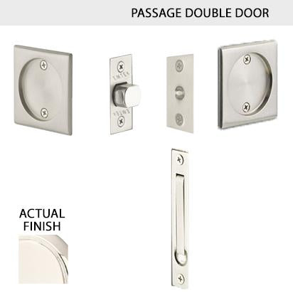 EMTEK Square Solid Brass Pocket Door Tubular Double Door Set (Several Finish Options)