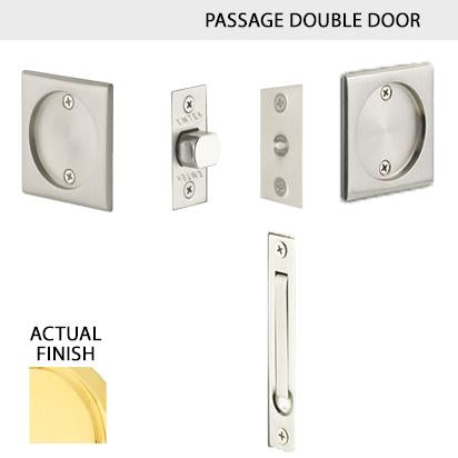 EMTEK Square Solid Brass Pocket Door Tubular Double Door Set (Several Finish Options)