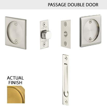 EMTEK Square Solid Brass Pocket Door Tubular Double Door Set (Several Finish Options)