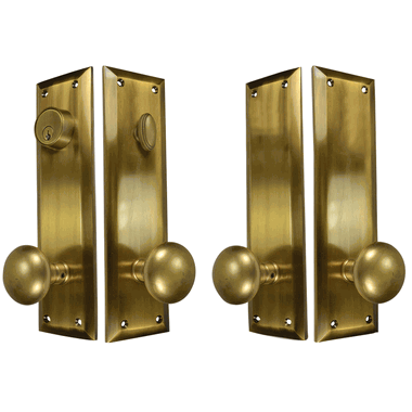 COPPER MOUNTAIN HARDWARE Quaker Style Deadbolt Entryway Set (Antique Brass Finish)