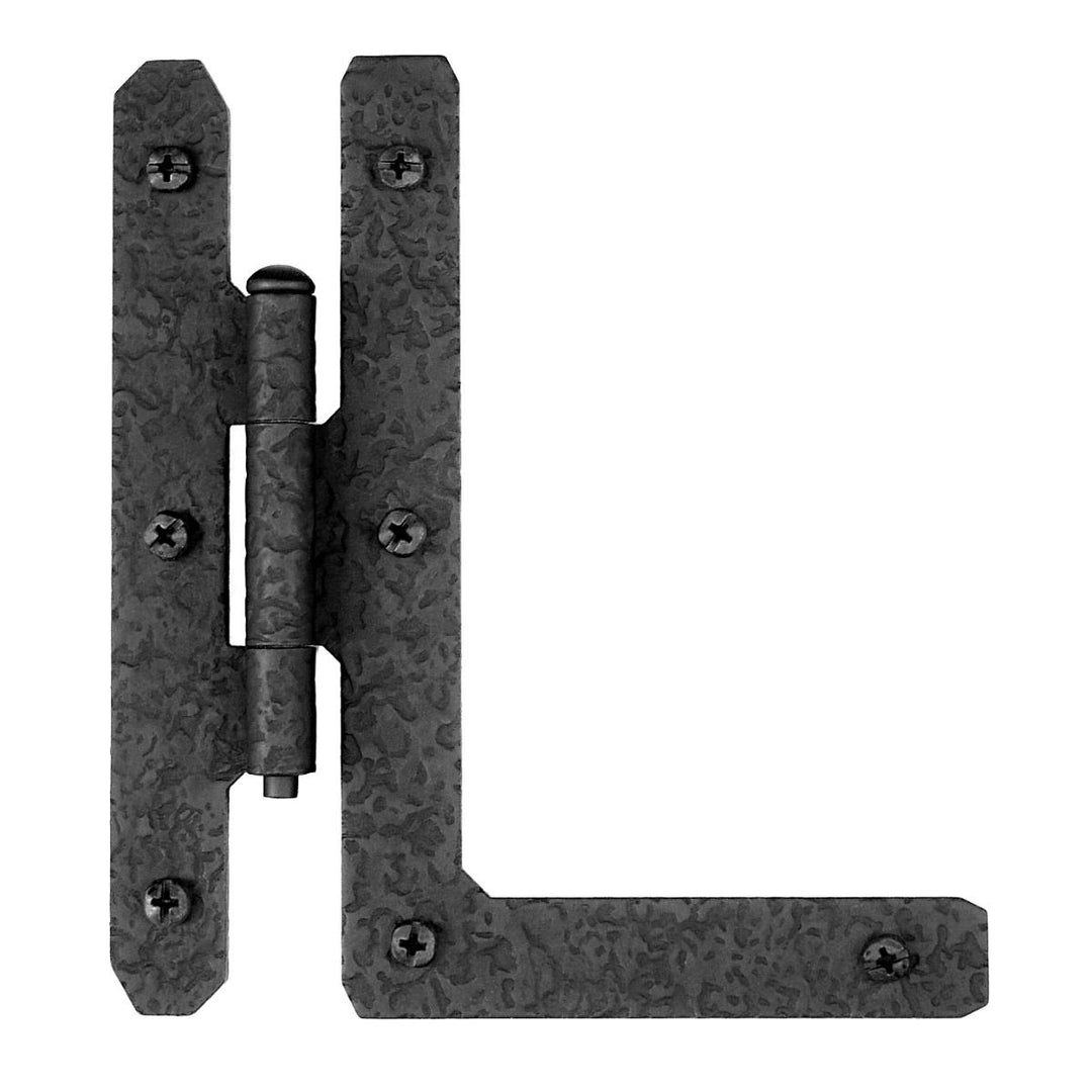 ACORN MANUFACTURING 7 Inch Cast Iron H L Hinge: Pair of Black Matte Iron Hinges (Flush Finish)