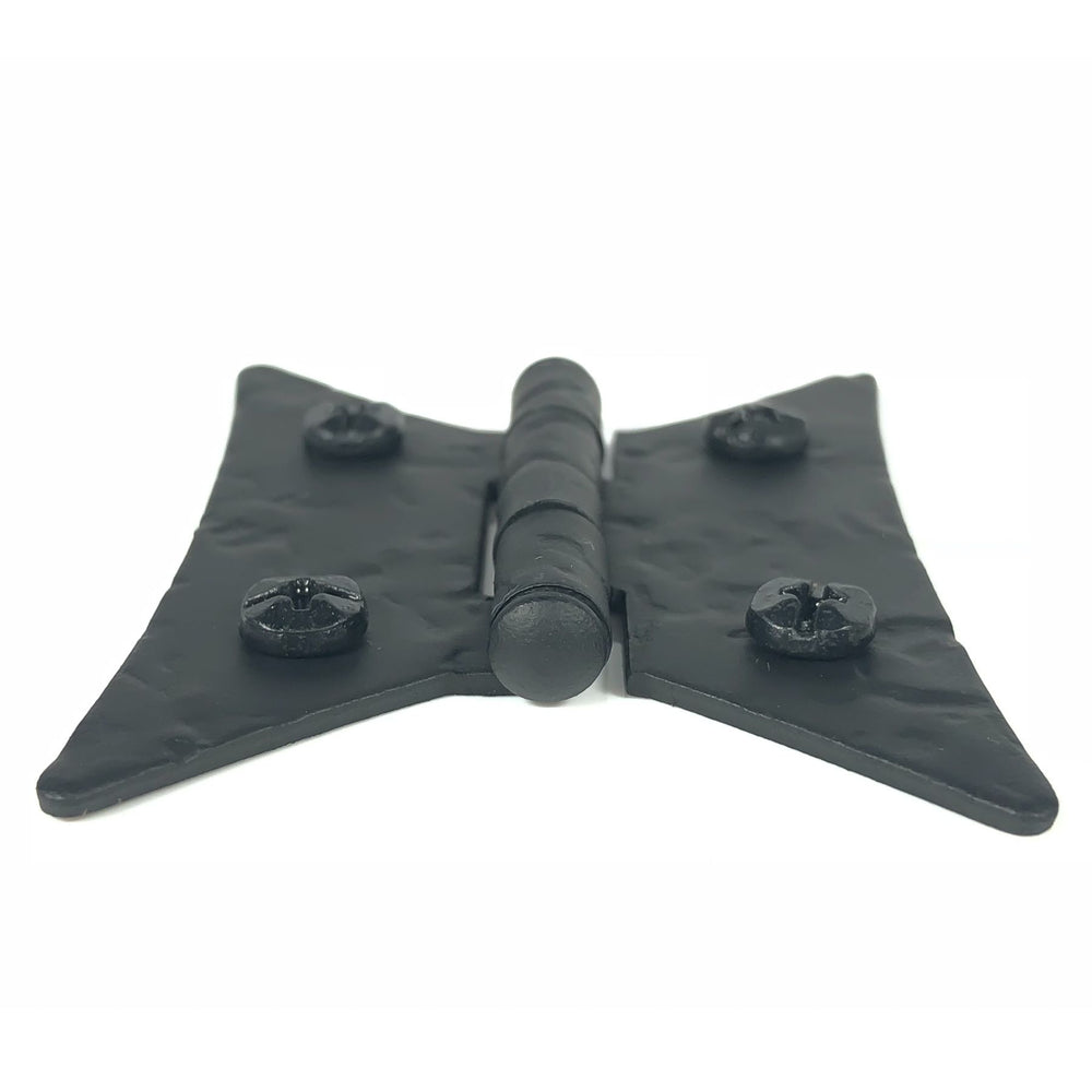 ACORN MANUFACTURING Cast Iron Hinges: Pair of Black Matte Iron Butterfly Hinges