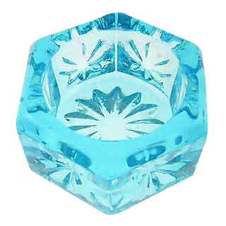 Copper Mountain Hardware Salt Cellars - Aqua Blue Glass Hexagonal Salt Cellar