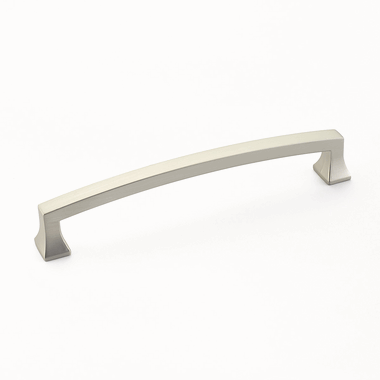 SCHAUB 6 1/2 Inch (6 Inch c-c) Menlo Park Pull (Satin Nickel Finish)