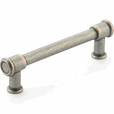 SCHAUB 4 1/2 Inch (3 3/4 Inch c-c) Steamworks Cabinet Pull (Distressed Pewter / Copper Finish)