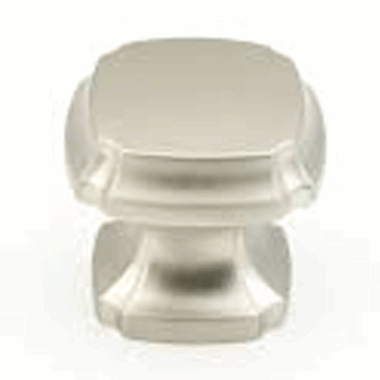 SCHAUB 1 3/8 Inch Empire Square Knob (Satin Nickel Finish)