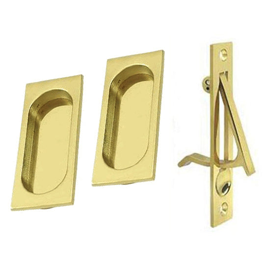 DELTANA Square Style Single Pocket Passage Style Door Set (Brushed Brass Finish)