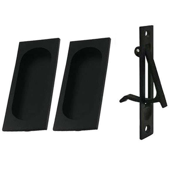 DELTANA Square Style Single Pocket Passage Style Door Set (Matte Black Finish)