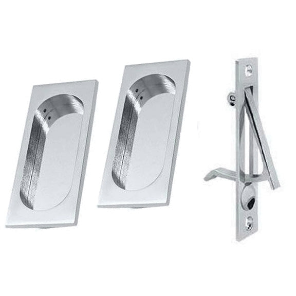 DELTANA Square Style Single Pocket Passage Style Door Set (Polished Chrome Finish)